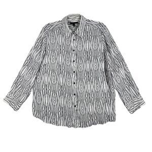 Lane Bryant Shirt Women 18/20 Black White Geometric Casual Neutral Preppy Career